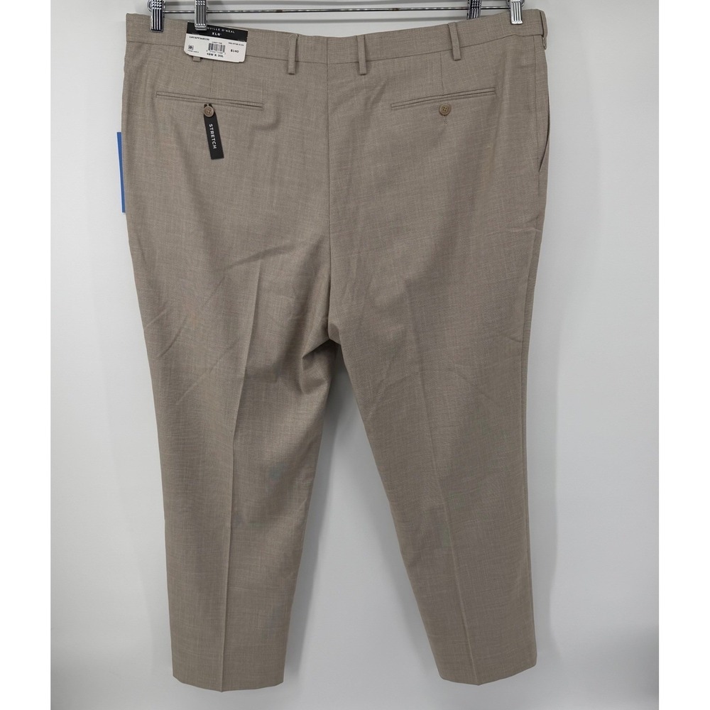 Shaquille O'Neal Men's XLG Big & Tall Stretch Dress Pants 48W x 30L Khaki new - Picture 3 of 6